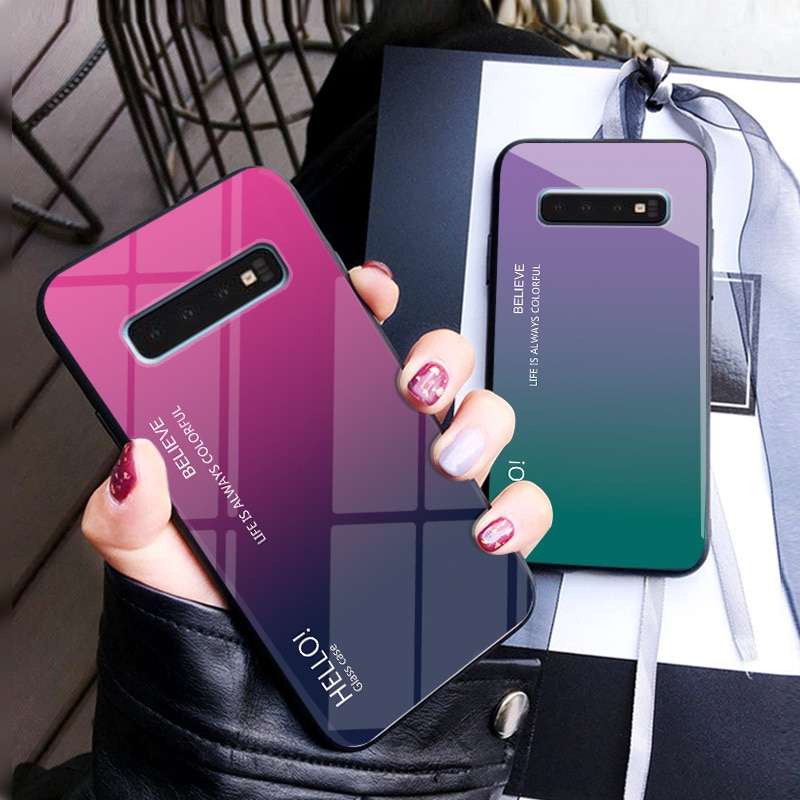 Gradient Glass Cover with Smooth Hand Holding For Samsung Galaxy S10, S10 Plus Gradient Glass Cover with Smooth Hand Holding For Samsung Galaxy S10, S10 Plus